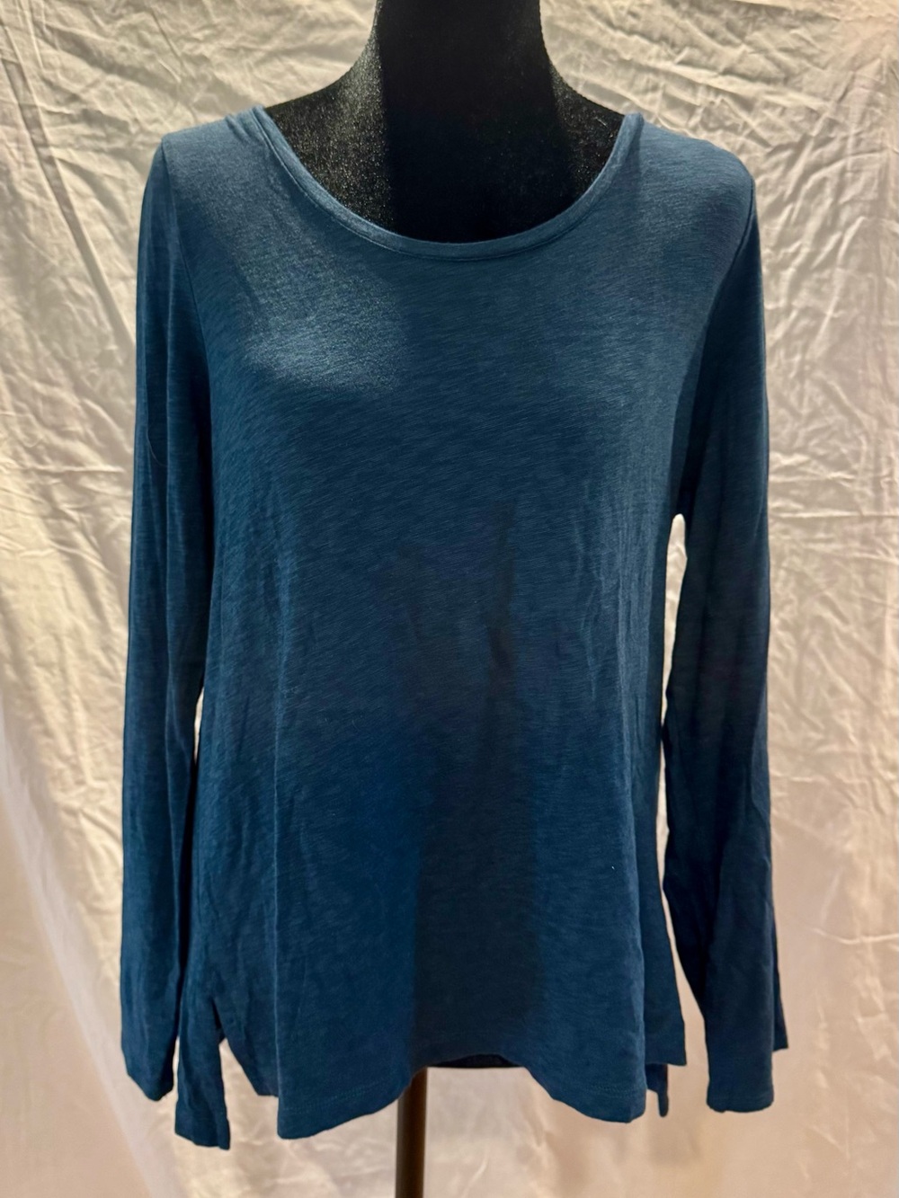 Sigrid Olsen Teal Long-Sleeve Crewneck Top